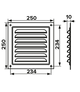 Решетка вент. 250х250 мм (белая) #108294