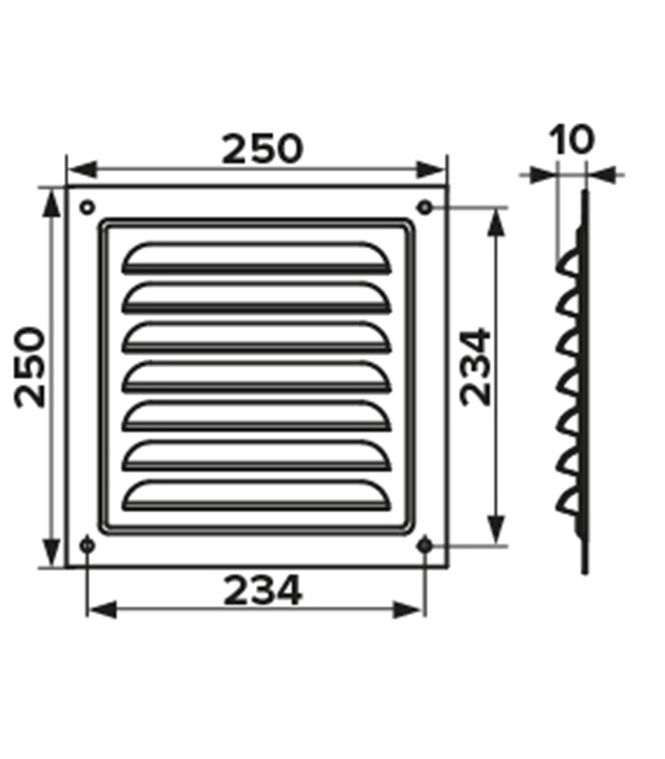 Решетка вент. 250х250 мм (хром) #108266