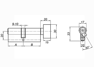 DORMA Цилиндровый механизм CBR-1 80 (35х45В) ключ/вертушка, никель #171209