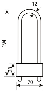 Аллюр Замок навесной ВС-701L (ВС1Л-701Д) латунь, динная дужка #171685