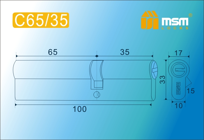 MSM Цилиндр перф. ключ-ключ , C 100 mm (65/35) SN #170781
