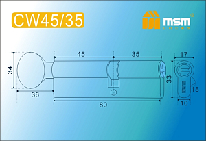 MSM Цилиндр перф. ключ-вертушка , CW 80 mm (45в/35) SN #170790