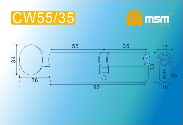 MSM Цилиндр перф. ключ-вертушка , CW 90 mm (55в/35) SN #170794