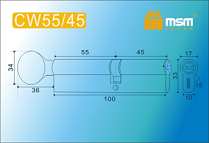 MSM Цилиндр перф. ключ-вертушка , CW 100 mm (55в/45) SN #170796
