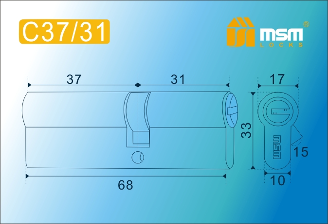 MSM Цилиндр перф. ключ-ключ , C 68 mm (37/31) РВ #170935