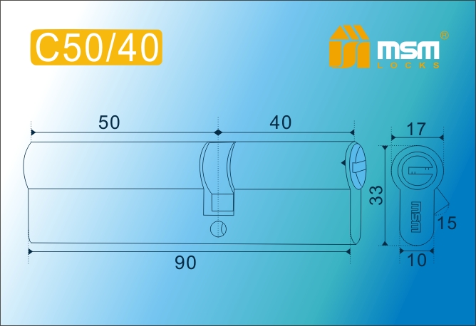 MSM Цилиндр перф. ключ-ключ , C 90 mm (50/40) РВ #170937