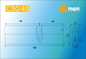 MSM Цилиндр перф. ключ-ключ , C 100 mm (55/45) РВ #227620