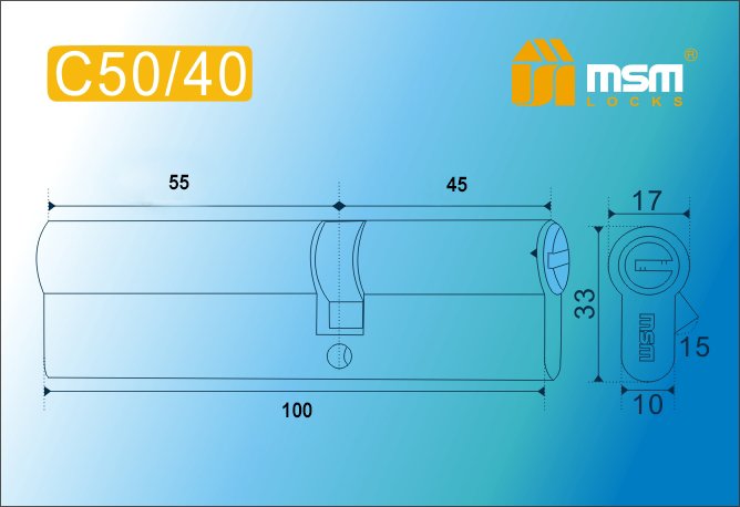 MSM Цилиндр перф. ключ-ключ , C 100 mm (55/45) РВ #170912