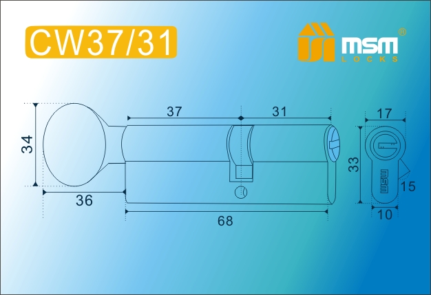 MSM Цилиндр перф. ключ-вертушка , CW 68 mm (37в/31) РВ #170921