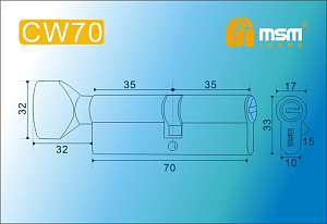 MSM Цилиндр перф. ключ-вертушка , CW 70 mm PB #170907