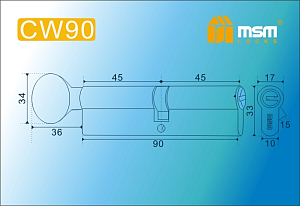 MSM Цилиндр перф. ключ-вертушка , CW 90 mm PB #170910