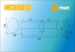MSM Цилиндр перф. ключ-вертушка , CW 68 mm (37в/31) SN #192684