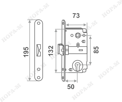 Нора-М Корпус замка М25-85 мм (ст.медь) под цилиндр б/о #222363