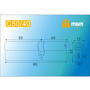 MSM Цилиндр перф. ключ-ключ , C 90 mm (50/40) SN #235450