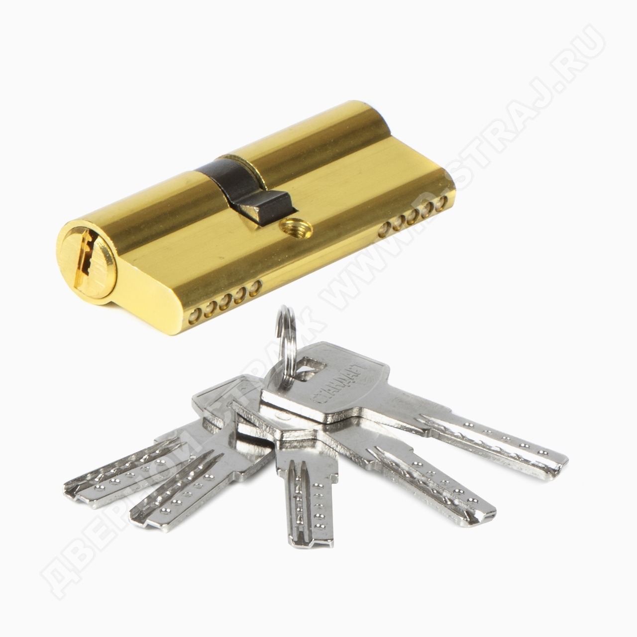 Стандарт  Цилиндровый механизм F-01 75 (30х10х35) GР 5 кл. (золото) перфо ключ/ключ #235556