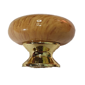 Ручка-кнопка мебельная KL-41-3 (светлый дуб+золото) d33 мм #233296